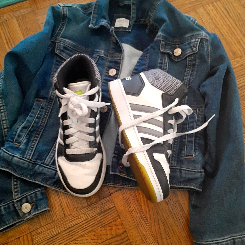 Lightly used Adidas sneakers and brand new denim